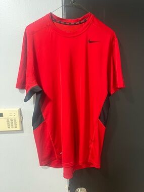 Nike Red Short Sleeve Dri-FIT Training Tee with Black Accents